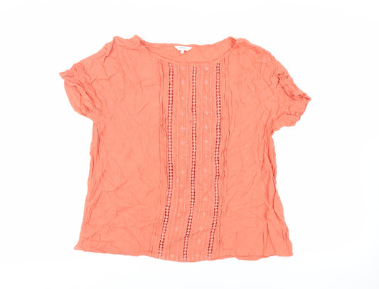 Womens UK Size 14 Cotton Traders Orange Basic Blouse