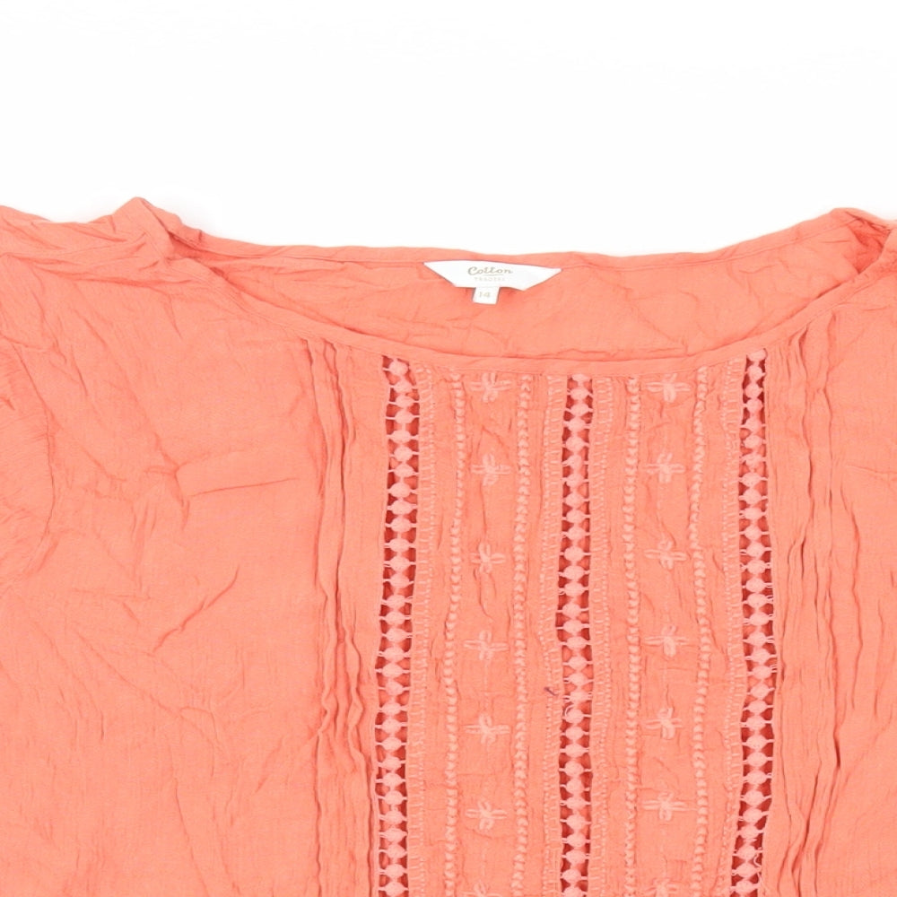 Womens UK Size 14 Cotton Traders Orange Basic Blouse