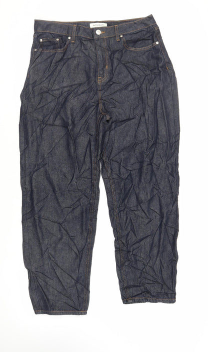 Autograph Womens Blue Cotton Straight Jeans Size 14 L28 in Regular Zip