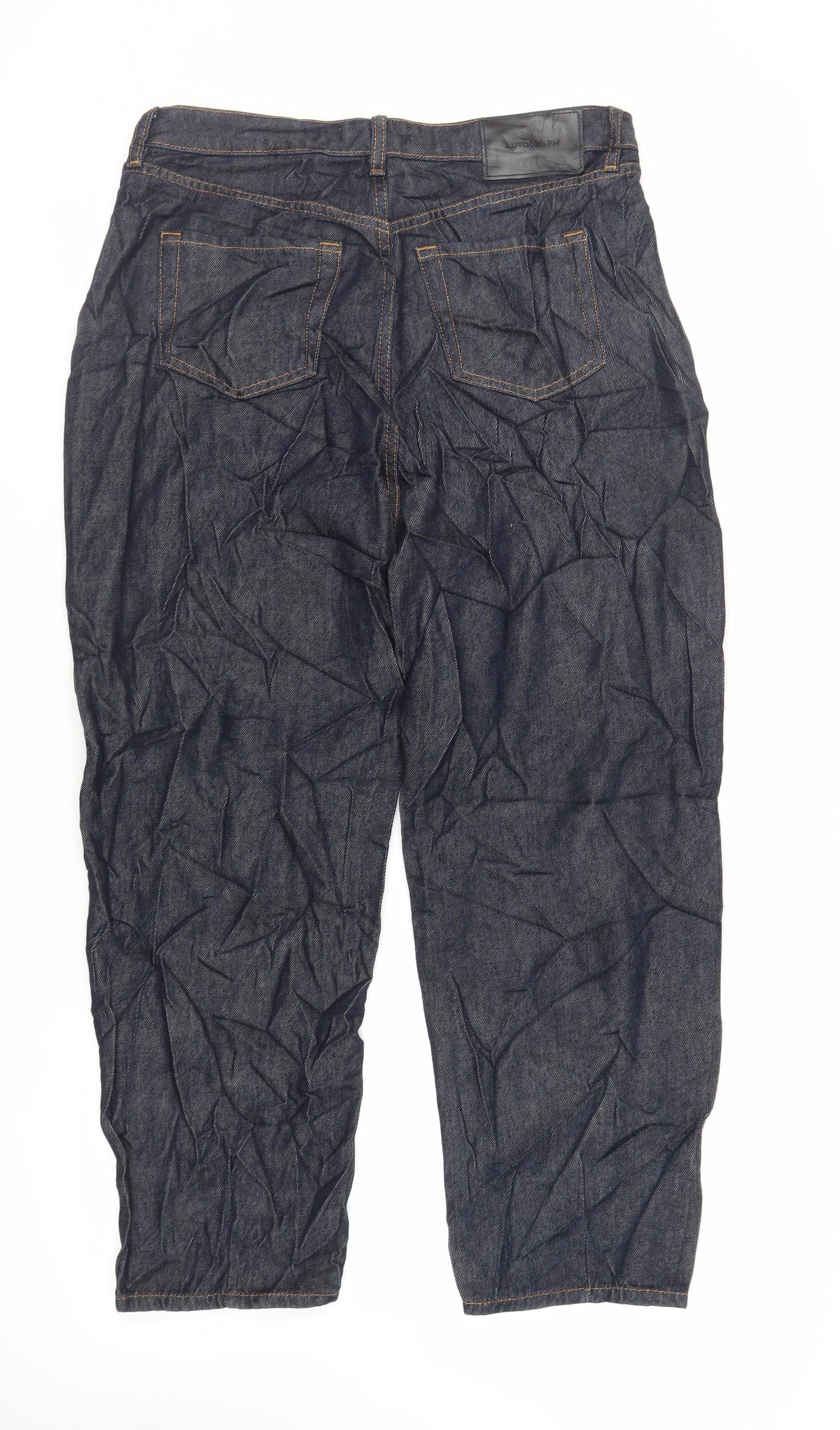 Autograph Womens Blue Cotton Straight Jeans Size 14 L28 in Regular Zip