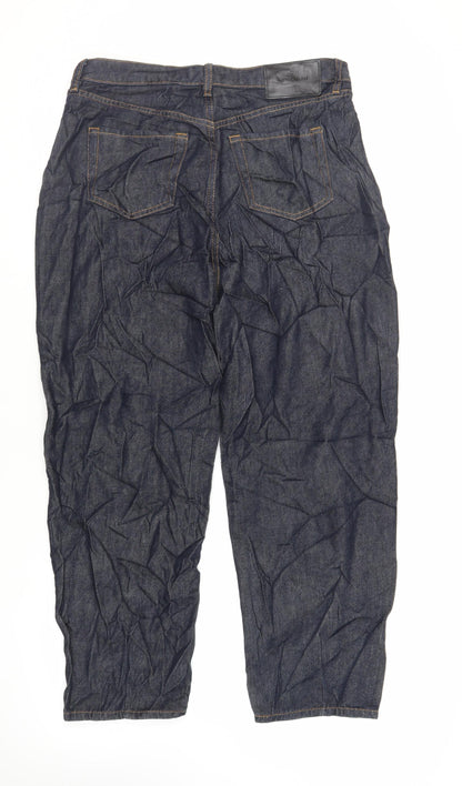 Autograph Womens Blue Cotton Straight Jeans Size 14 L28 in Regular Zip