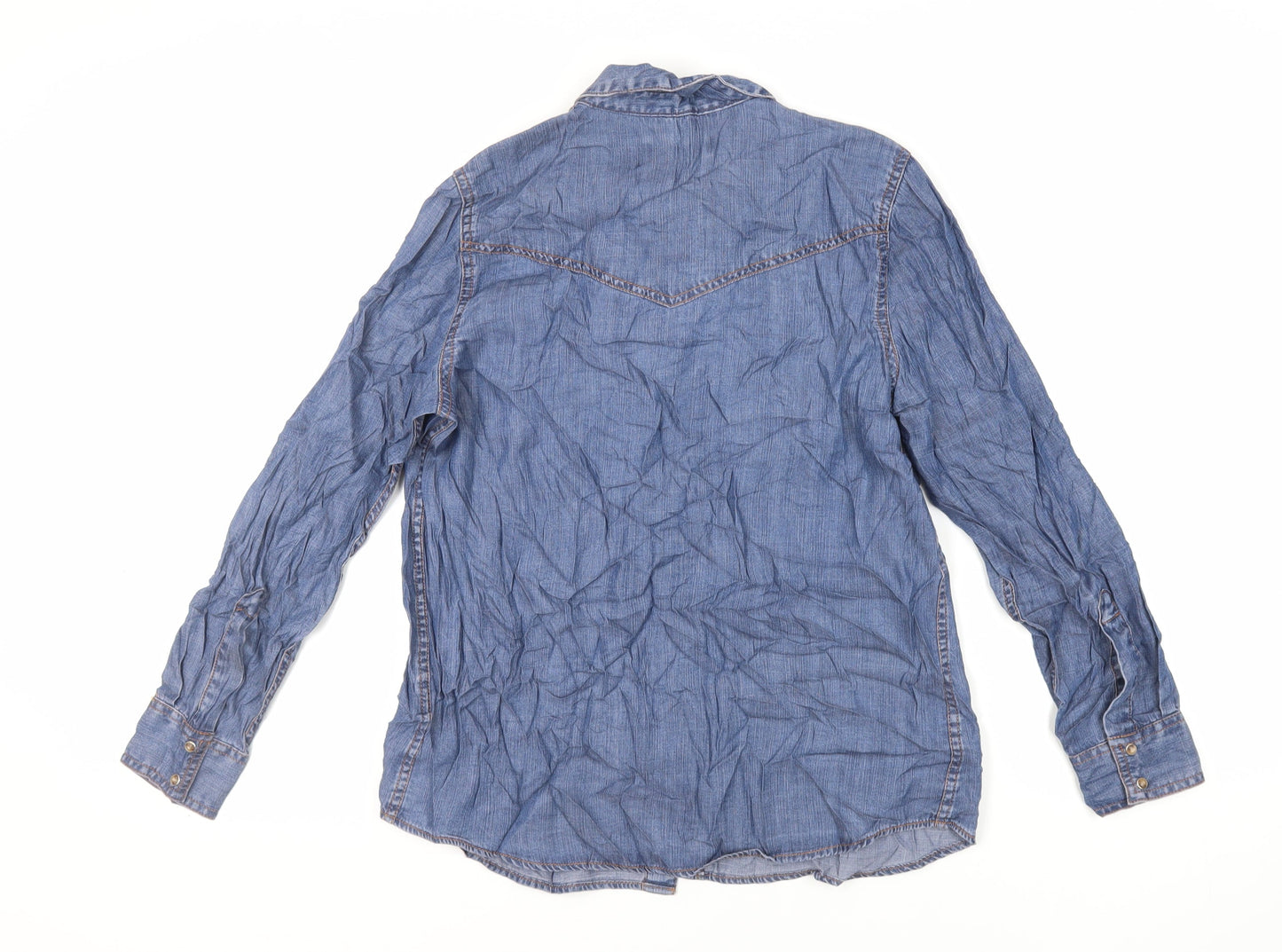 Womens UK Size 10 Marks and Spencer Blue Basic Button-Up