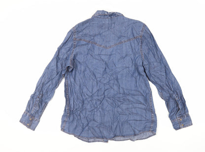 Womens UK Size 10 Marks and Spencer Blue Basic Button-Up