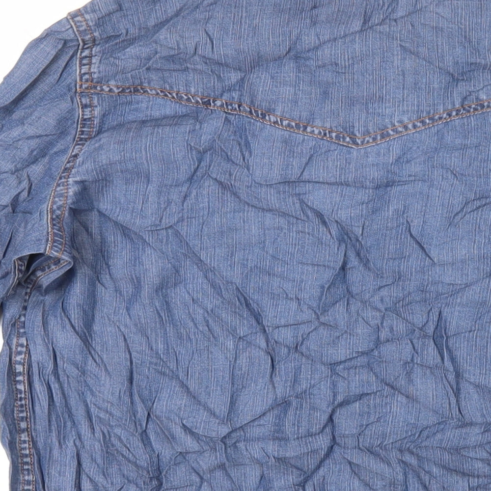 Womens UK Size 10 Marks and Spencer Blue Basic Button-Up