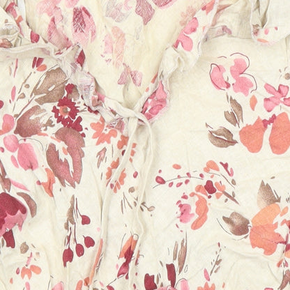 Mia Moda Womens Multicoloured Floral Linen Tunic Blouse Size 10 Sweetheart