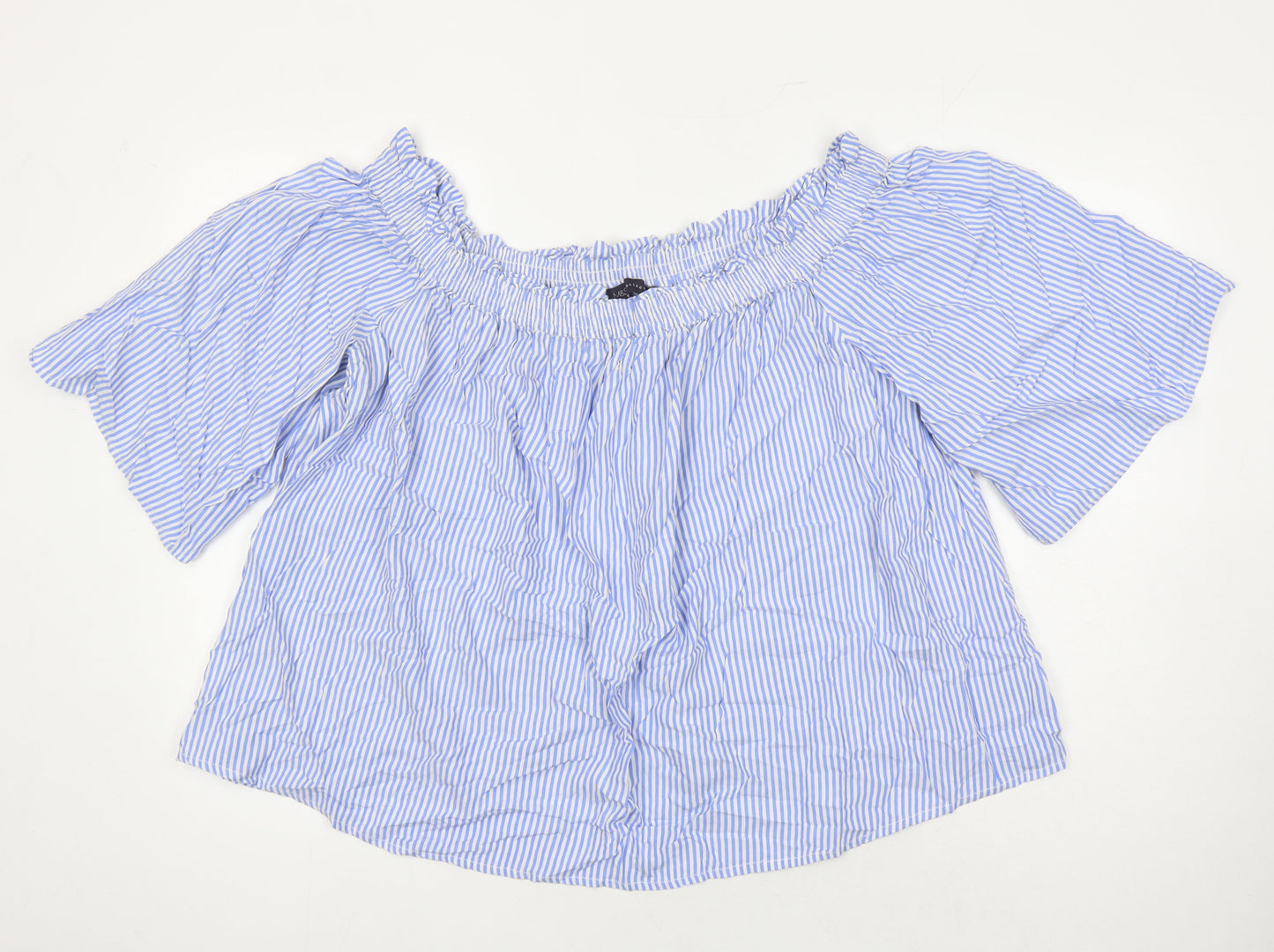 M&S Womens Multicoloured Striped Viscose Tunic Blouse Size 20 Boat Neck