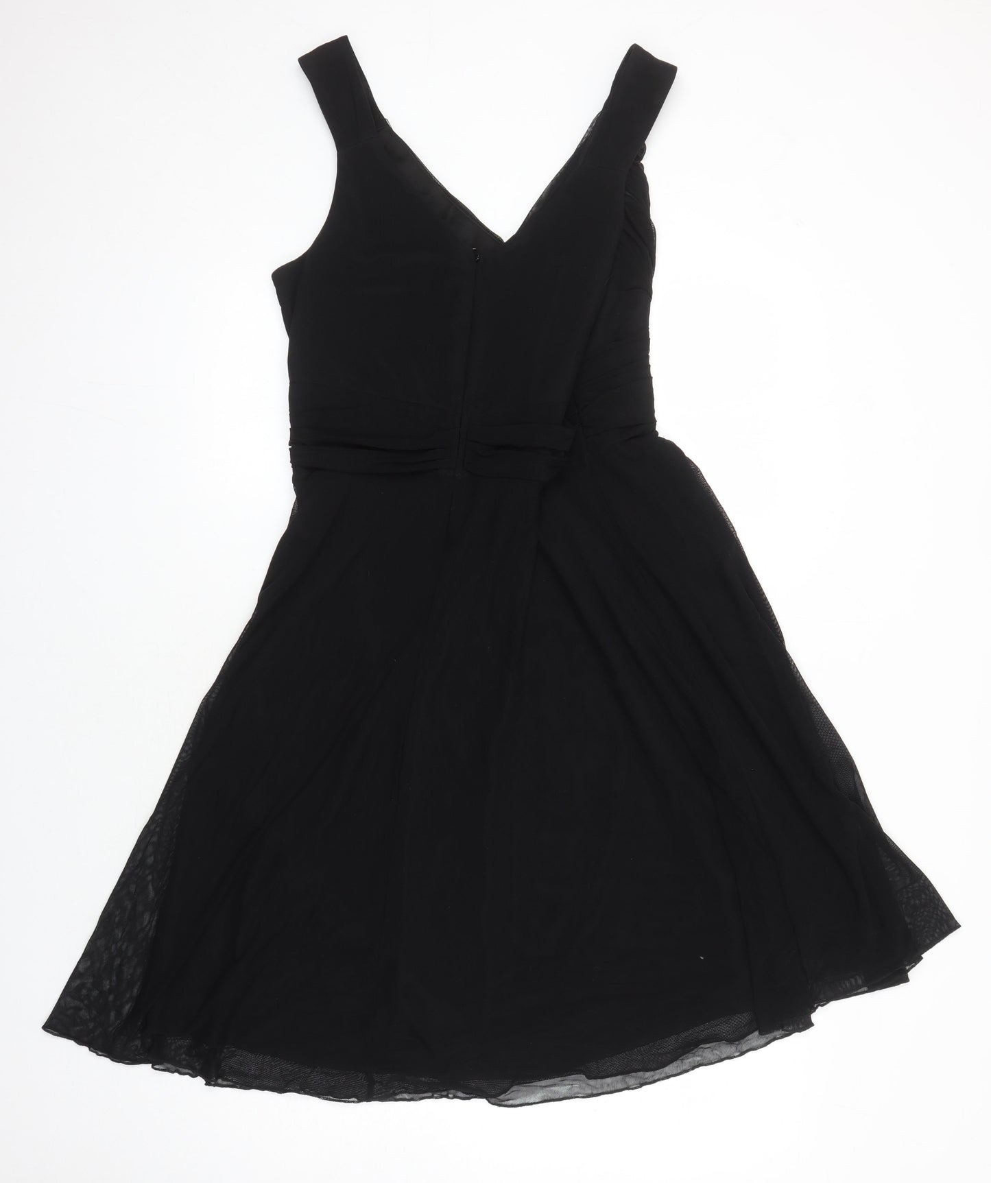 NEXT Womens Black Nylon A-Line Size 16 V-Neck - Beaded Detail