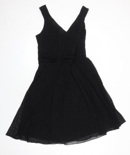 NEXT Womens Black Nylon A-Line Size 16 V-Neck - Beaded Detail