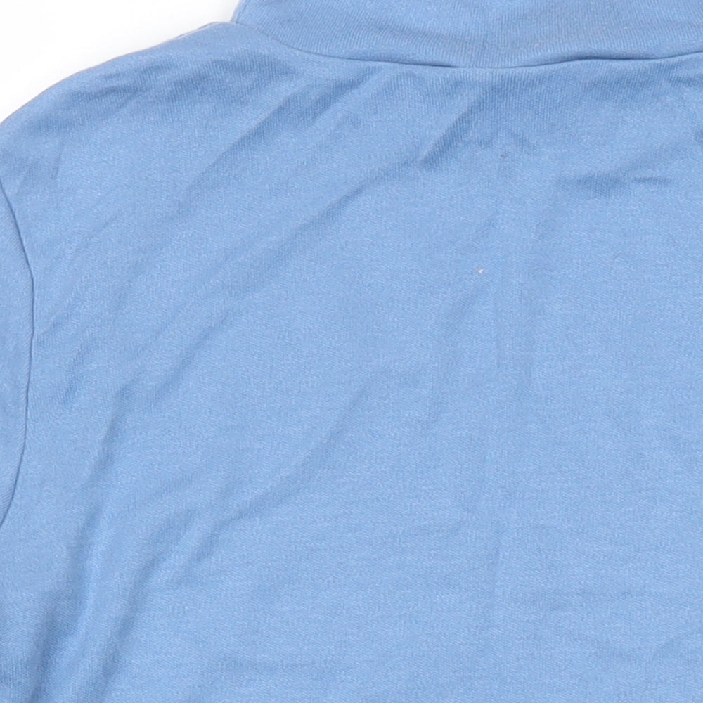 Damart Womens Blue Acrylic Jersey T-Shirt Size 10 Mock Neck