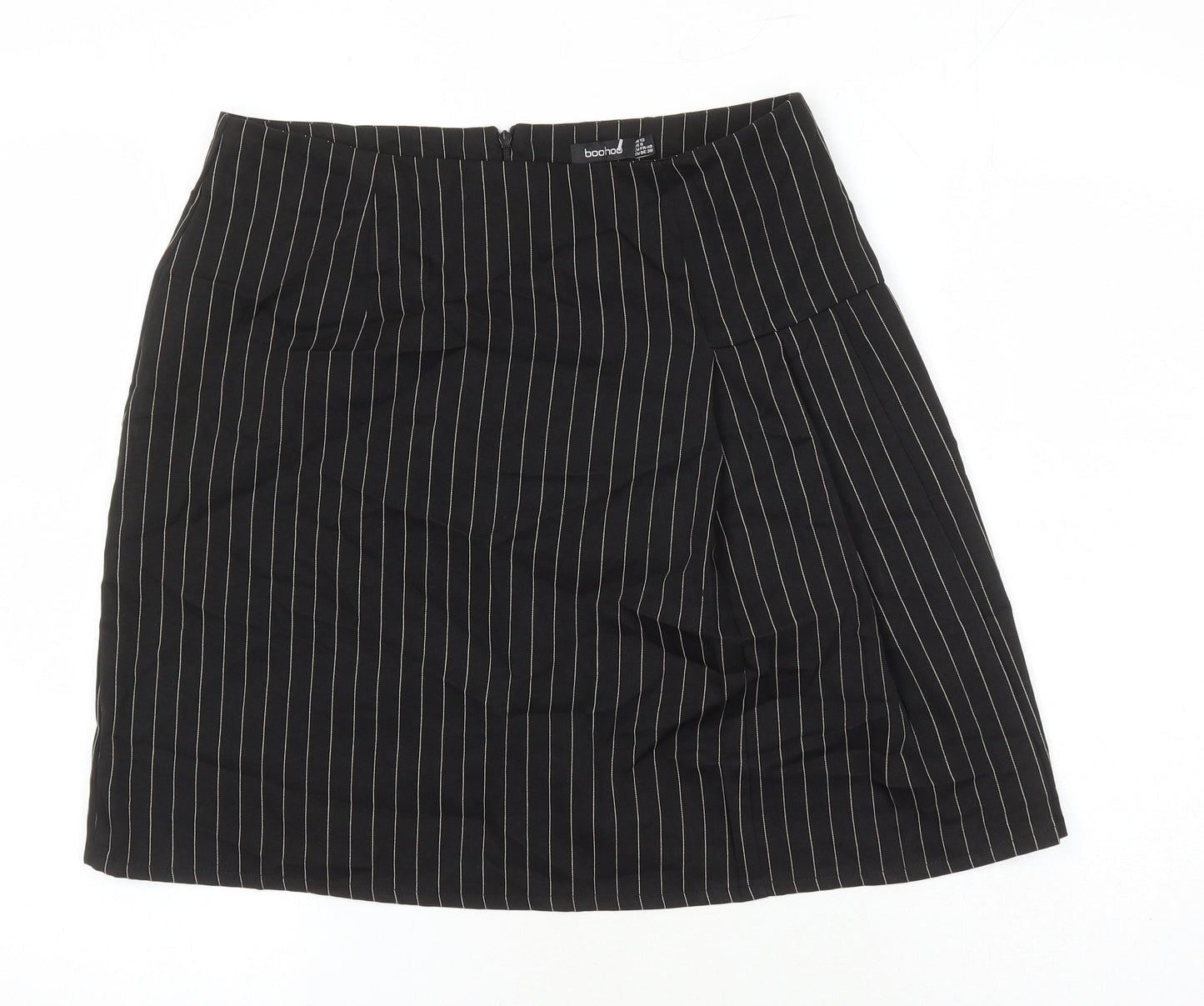 Boohoo Womens Black Striped Polyester Mini Skirt Size 12