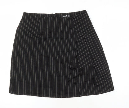 Boohoo Womens Black Striped Polyester Mini Skirt Size 12