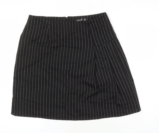 Boohoo Womens Black Striped Polyester Mini Skirt Size 12