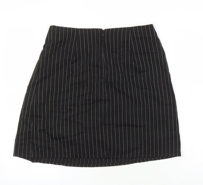 Boohoo Womens Black Striped Polyester Mini Skirt Size 12