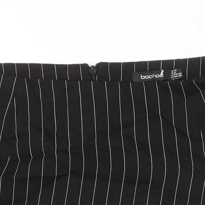 Boohoo Womens Black Striped Polyester Mini Skirt Size 12