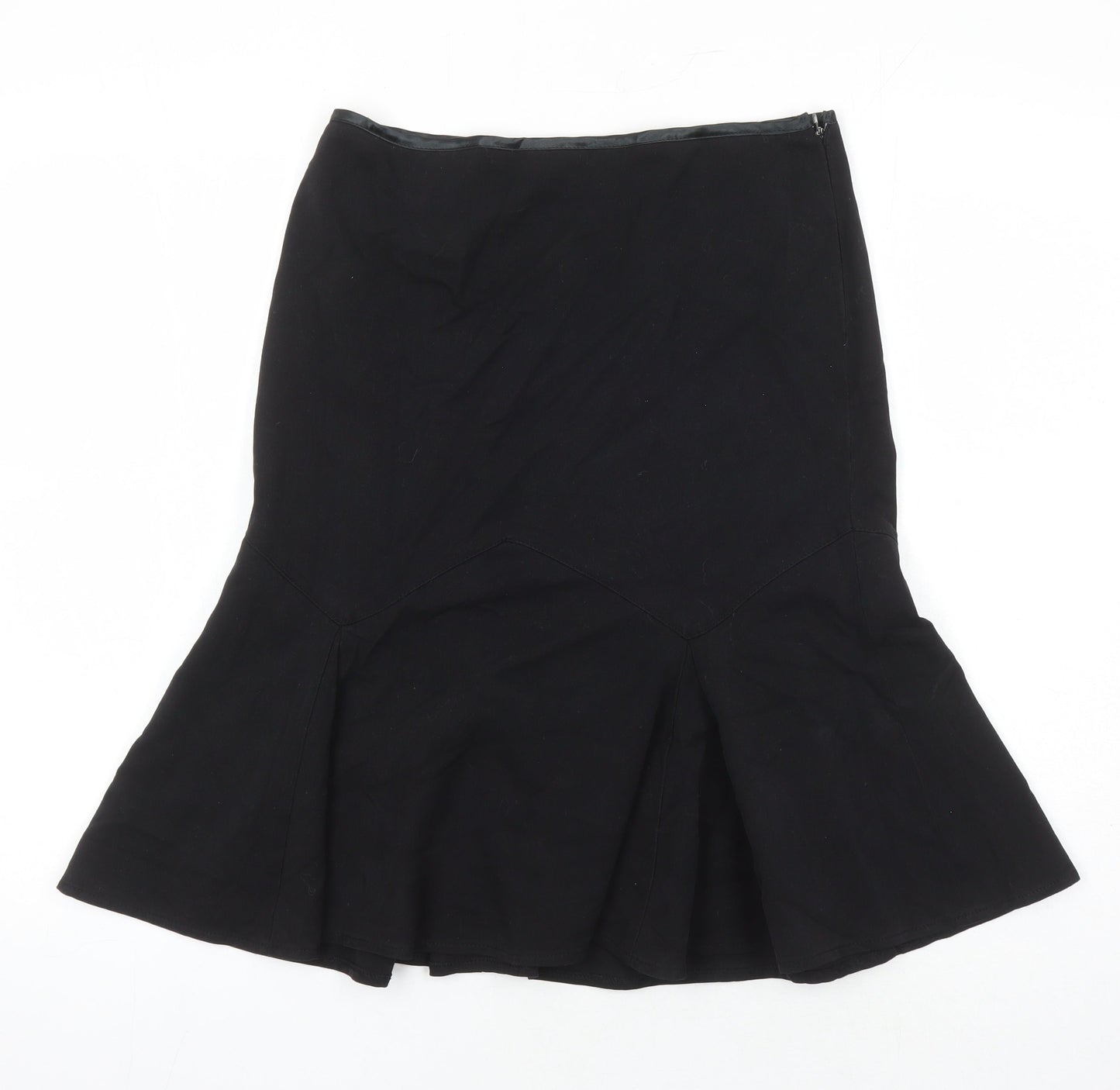 Miss Selfridge Womens Black Herringbone Polyester A-Line Skirt Size 10 Tie