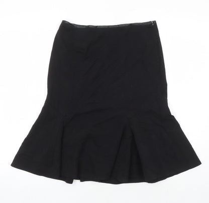 Miss Selfridge Womens Black Herringbone Polyester A-Line Skirt Size 10 Tie