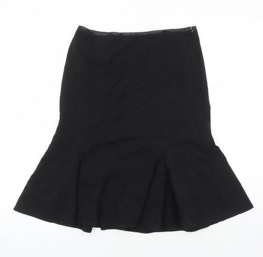 Miss Selfridge Womens Black Herringbone Polyester A-Line Skirt Size 10 Tie