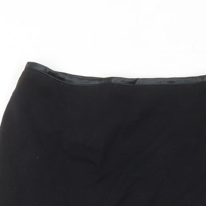 Miss Selfridge Womens Black Herringbone Polyester A-Line Skirt Size 10 Tie