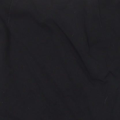 Miss Selfridge Womens Black Herringbone Polyester A-Line Skirt Size 10 Tie