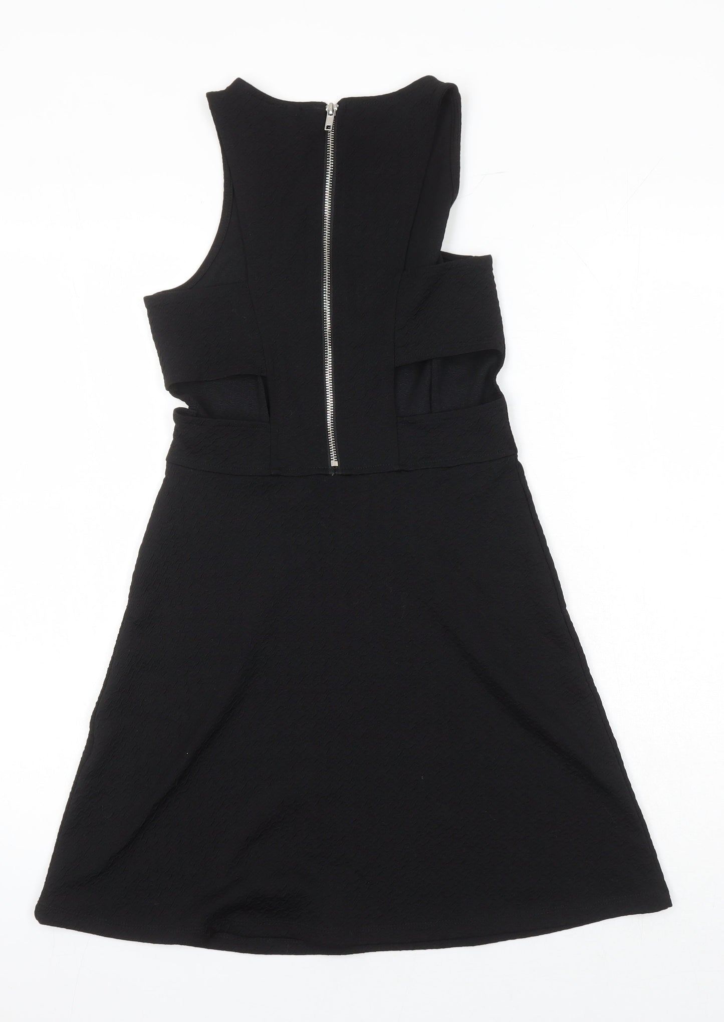 H&M Womens Black Polyester A-Line Size 8 Round Neck