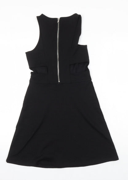 H&M Womens Black Polyester A-Line Size 8 Round Neck