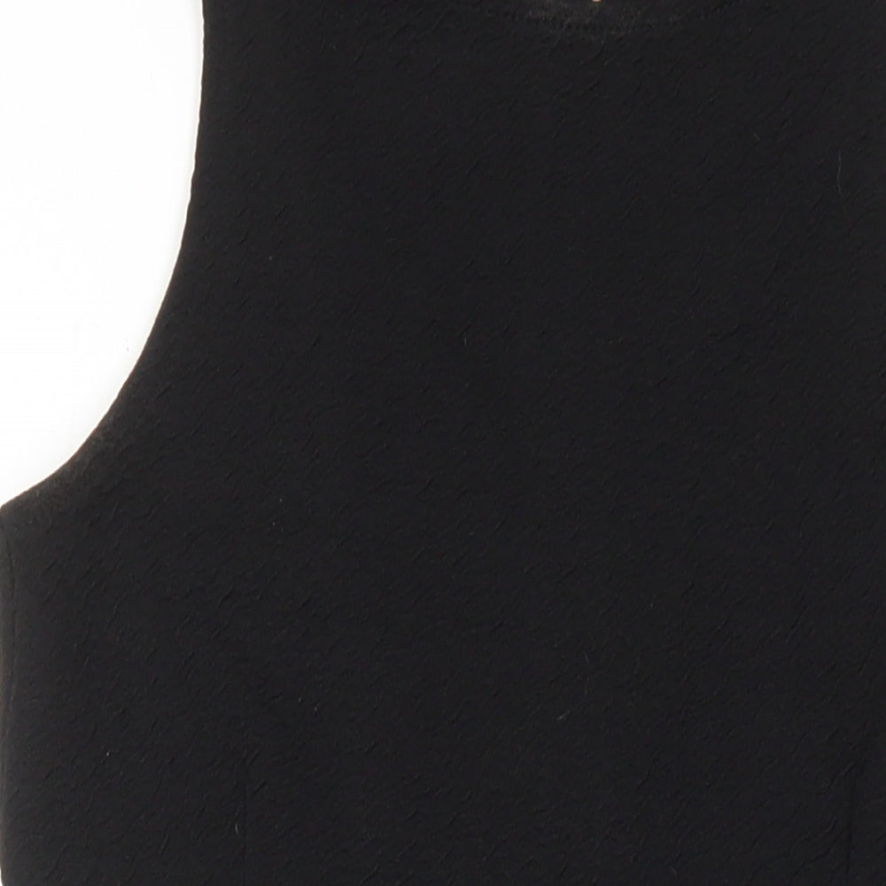 H&M Womens Black Polyester A-Line Size 8 Round Neck