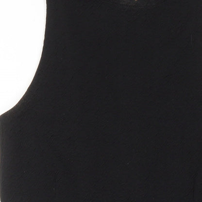 H&M Womens Black Polyester A-Line Size 8 Round Neck