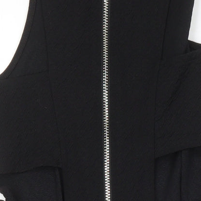 H&M Womens Black Polyester A-Line Size 8 Round Neck