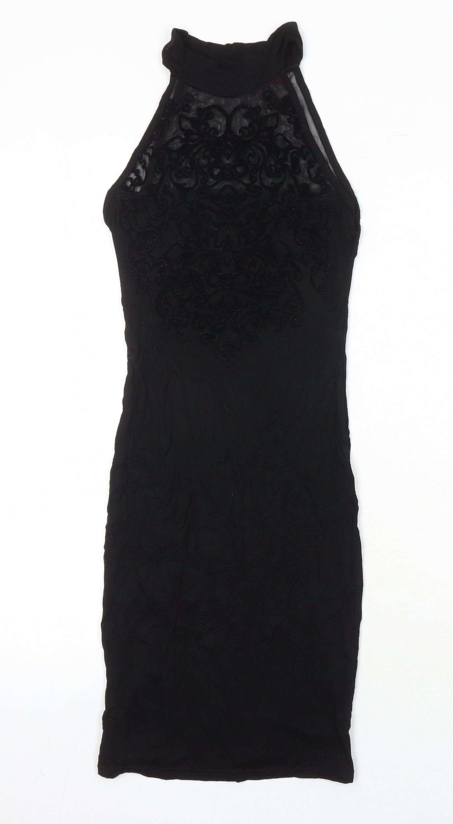 Boohoo Womens Black Polyester Pencil Dress Size 6 Mock Neck