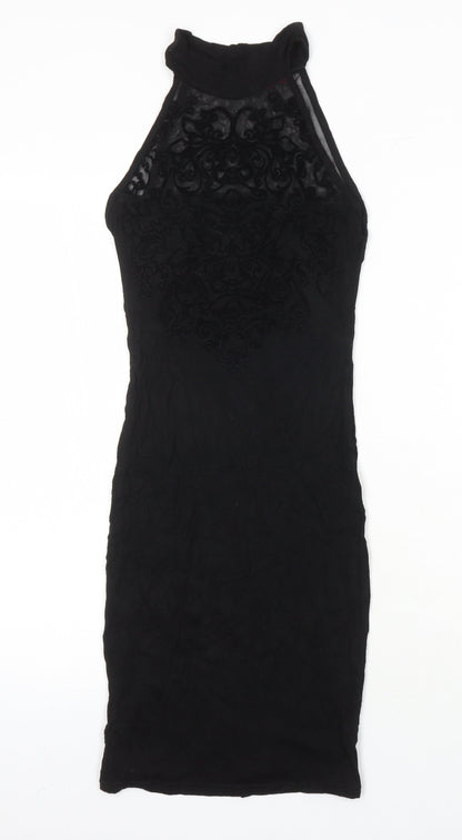 Boohoo Womens Black Polyester Pencil Dress Size 6 Mock Neck