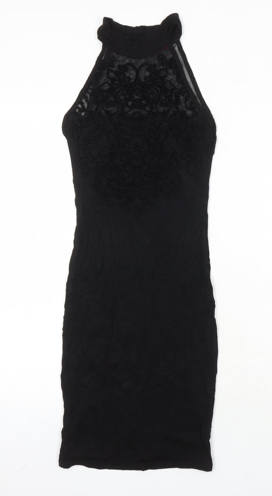 Boohoo Womens Black Polyester Pencil Dress Size 6 Mock Neck