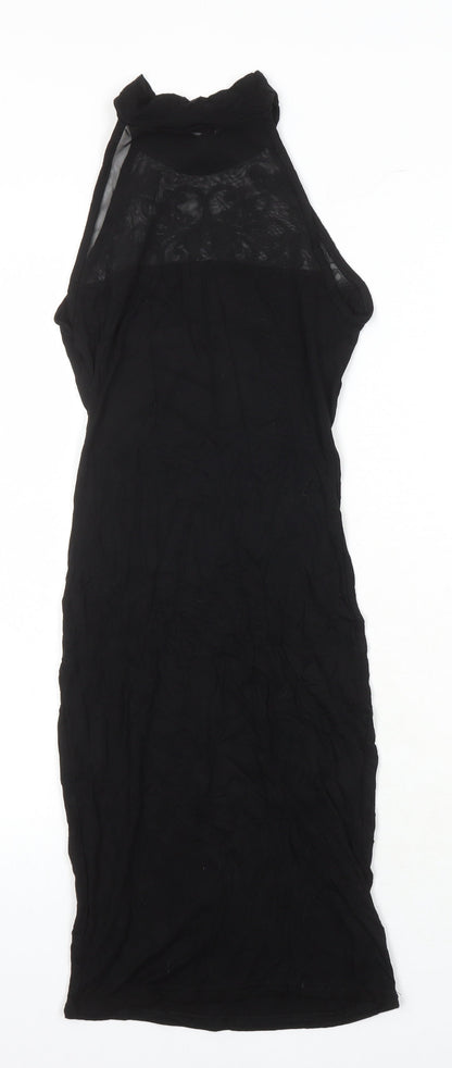 Boohoo Womens Black Polyester Pencil Dress Size 6 Mock Neck