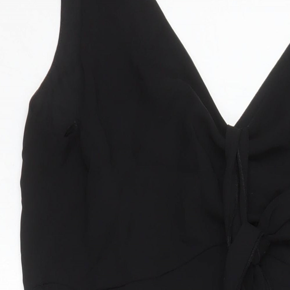 Marks and Spencer Womens Black Polyester A-Line Size 12 V-Neck Zip