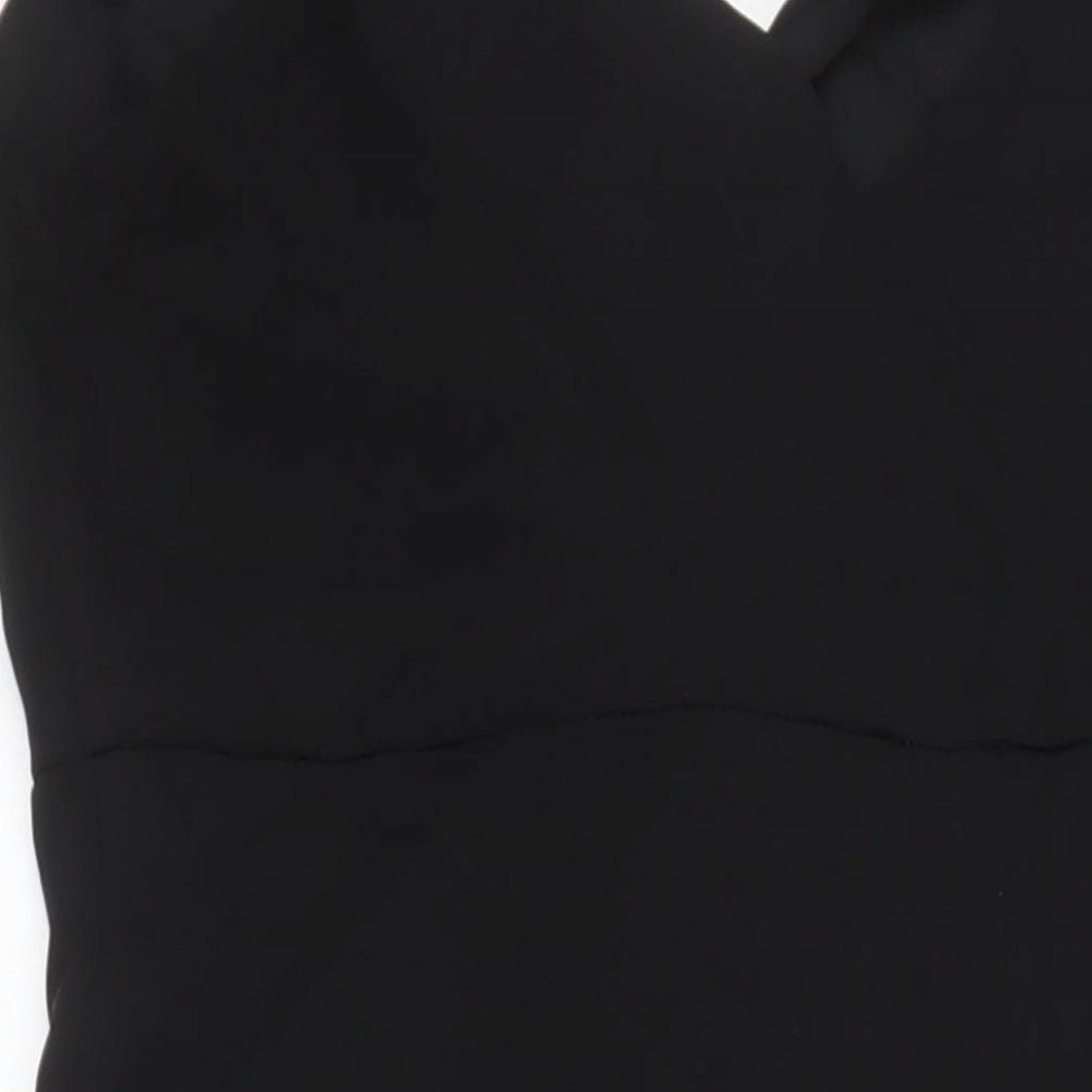 Marks and Spencer Womens Black Polyester A-Line Size 12 V-Neck Zip