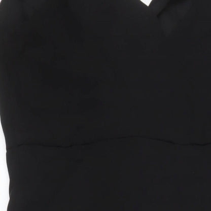 Marks and Spencer Womens Black Polyester A-Line Size 12 V-Neck Zip