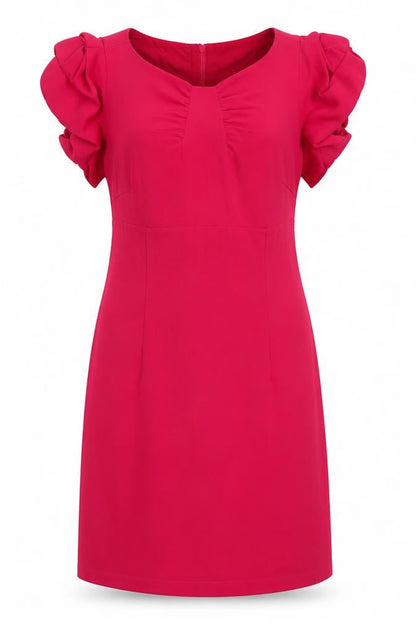 Marks & Spencer Womens Pink Houndstooth Polyester Shift Size 12 Round Neck