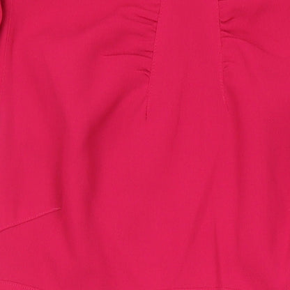 Marks and Spencer Womens Pink Houndstooth Polyester Shift Size 12 Round Neck