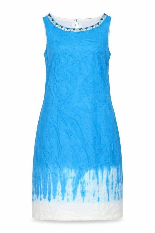 Front view of Roman women’s multicoloured tie dye 100% cotton shift, size UK 10, boat neck