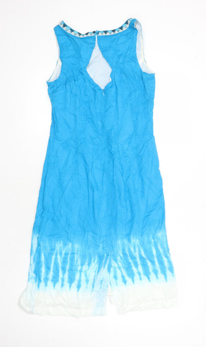Roman Womens Multicoloured Tie Dye 100% Cotton Shift Size 10 Boat Neck