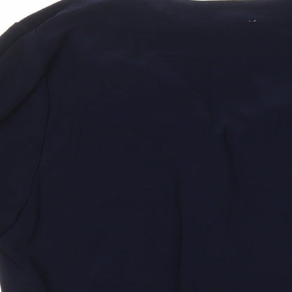 Anna Klein Womens Blue Polyester Tunic Blouse Size L V-Neck