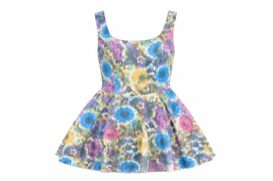 Front view of By Henry Holland women’s multicoloured floral polyester fit & flare, size UK 12, boat neck