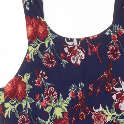 H&M Womens Multicoloured Floral Polyester A-Line Size 6 Scoop Neck