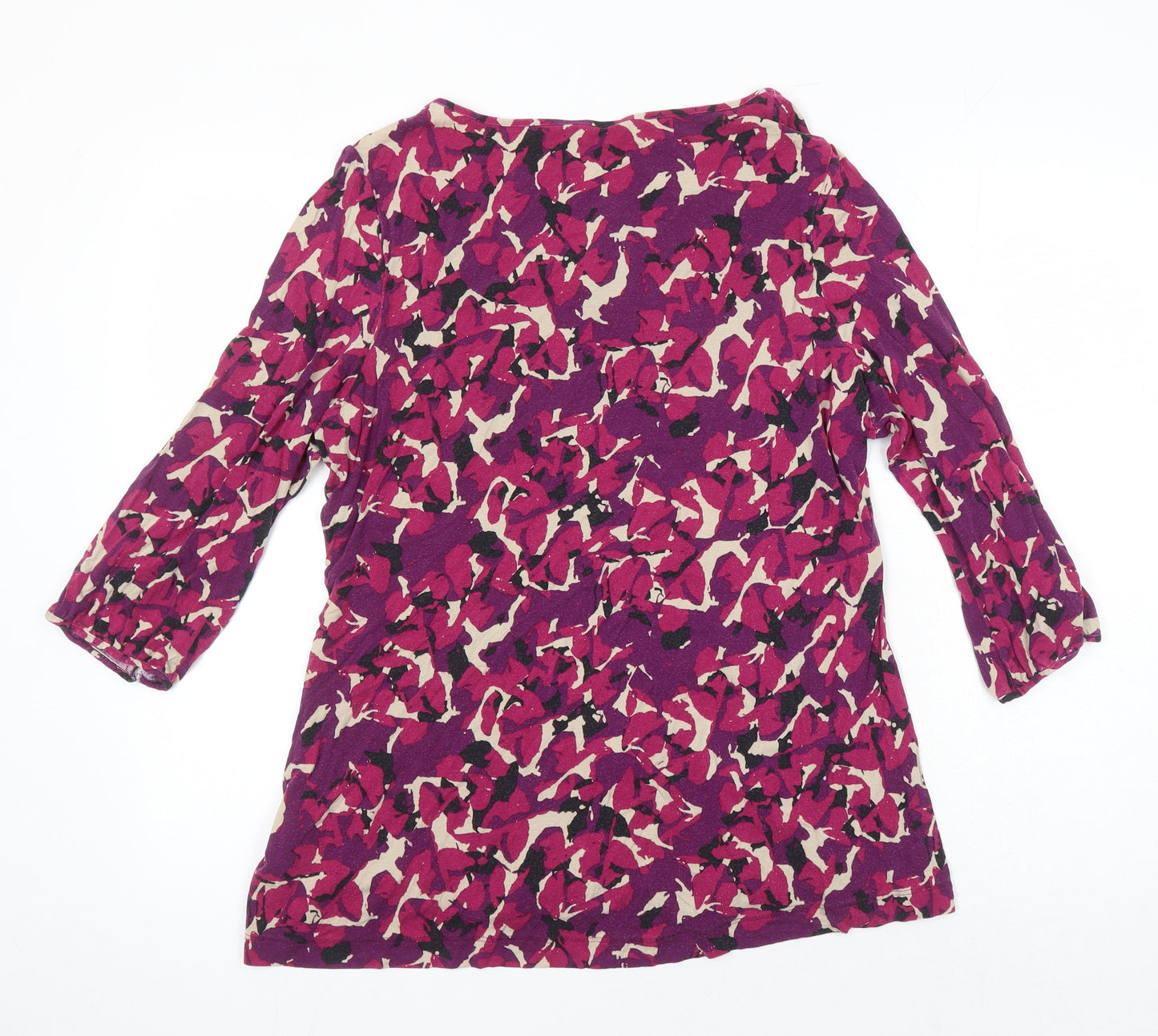 M&S Womens Multicoloured Geometric Viscose Tunic Blouse Size 18 Boat Neck