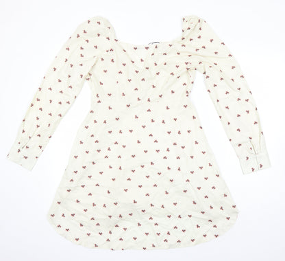 Nasty Gal Womens Multicoloured Geometric Polyester A-Line Size 10 Boat Neck Zip