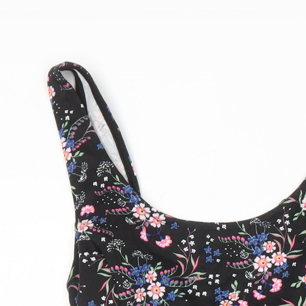 H&M Womens Multicoloured Floral Polyester A-Line Size 6 Boat Neck