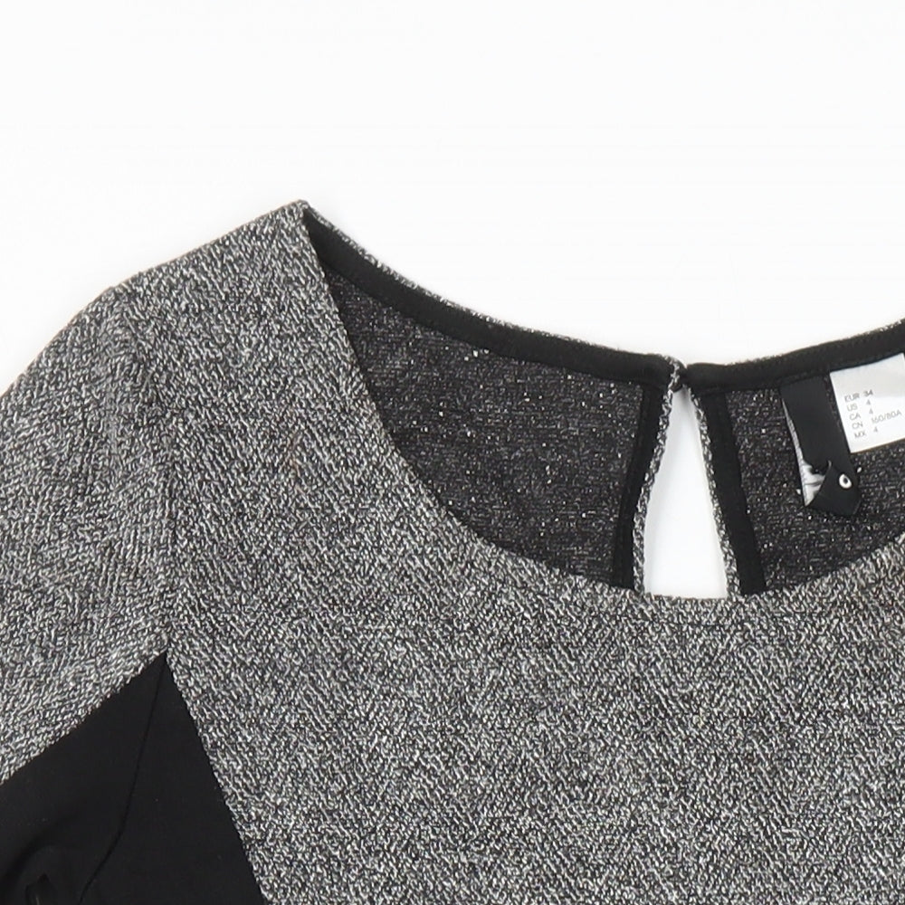 H&M Womens Multicoloured Polyester A-Line Size 8 Boat Neck