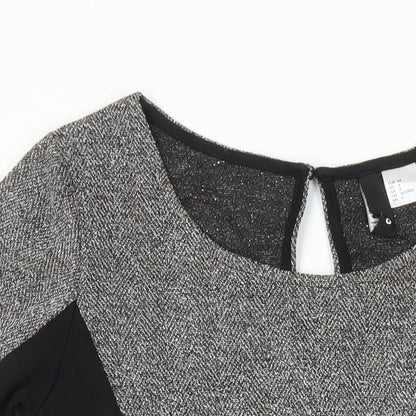 H&M Womens Multicoloured Polyester A-Line Size 8 Boat Neck
