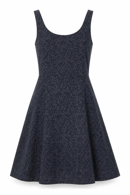 H&M Womens Black Geometric Polyester A-Line Size 6 Scoop Neck