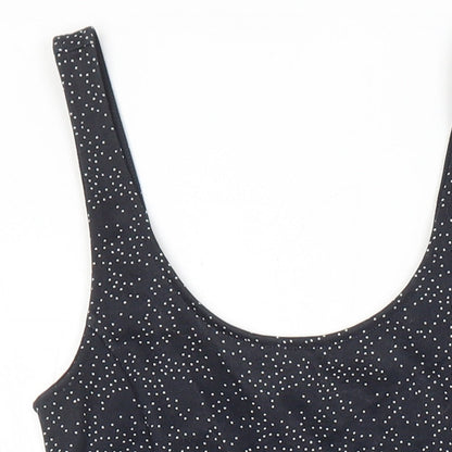 H&M Womens Black Geometric Polyester A-Line Size 6 Scoop Neck