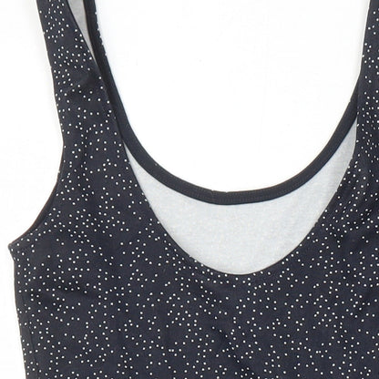 H&M Womens Black Geometric Polyester A-Line Size 6 Scoop Neck